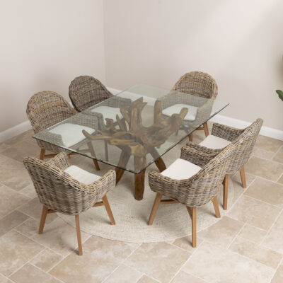 Hiloa 4 or 6 Seater Dining Set with Scandi Armchairs