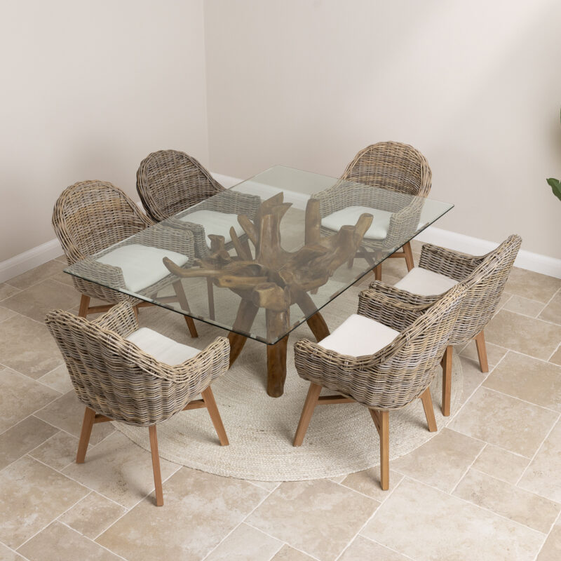 Hiloa 4 or 6 Seater Dining Set with Scandi Armchairs