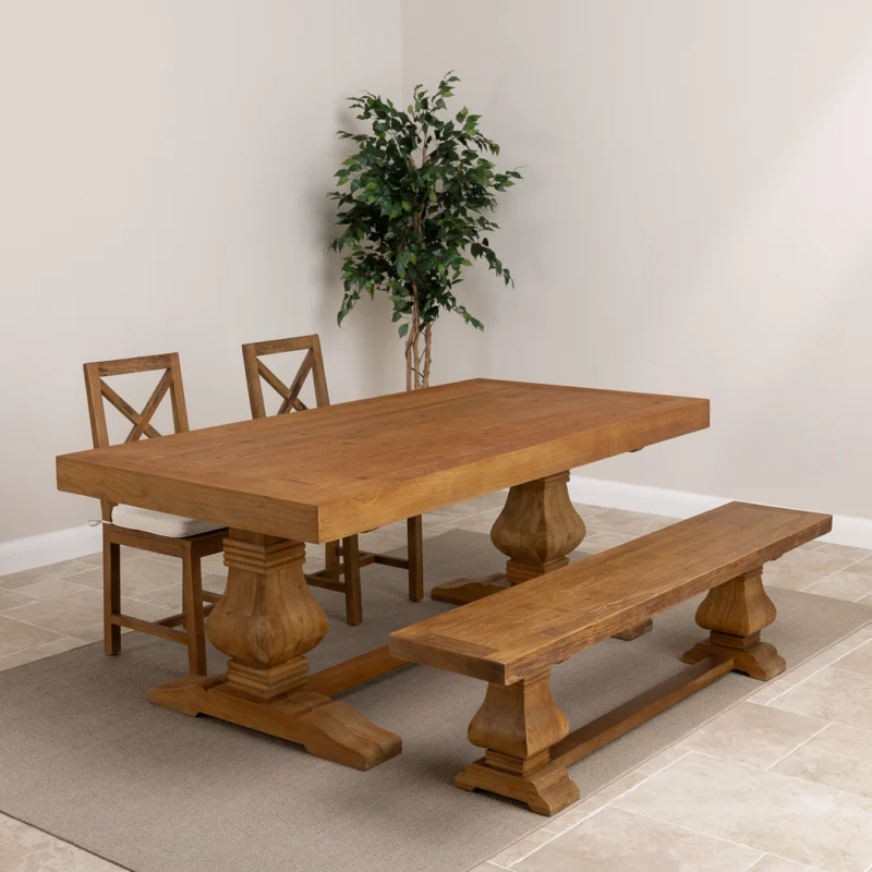 Emara 4 or 6 Seater Bench Dining Set with Etana Chairs