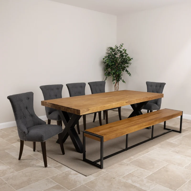 Urban Fusion 6 or 8 Seater Bench Dining Set with Windsor Chairs