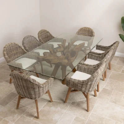 Hiloa 6 or 8 Seater Dining Set with Scandi Armchairs