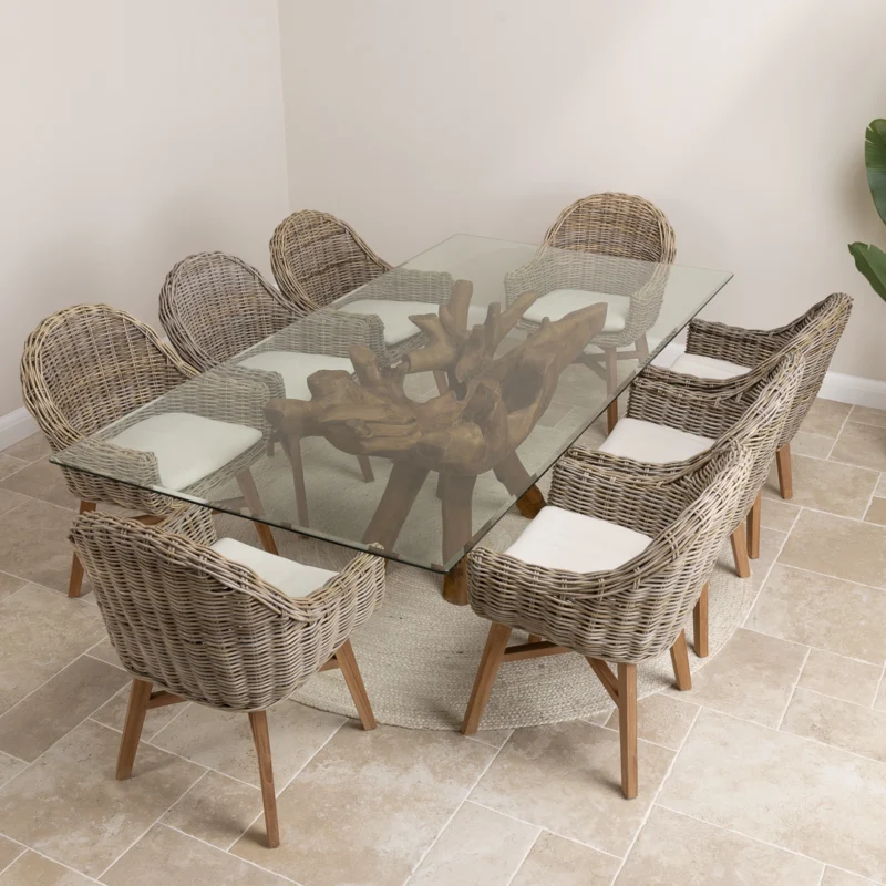 Hiloa 6 or 8 Seater Dining Set with Scandi Armchairs