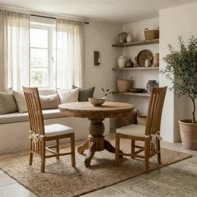 Country 2 Seater Dining Set with Reclaimed Teak Chairs