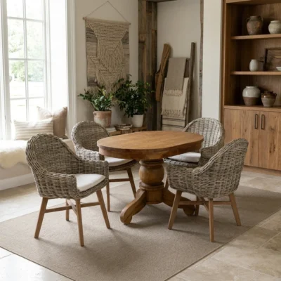 Cairn 4 Seater Dining Set with Scandi Armchairs