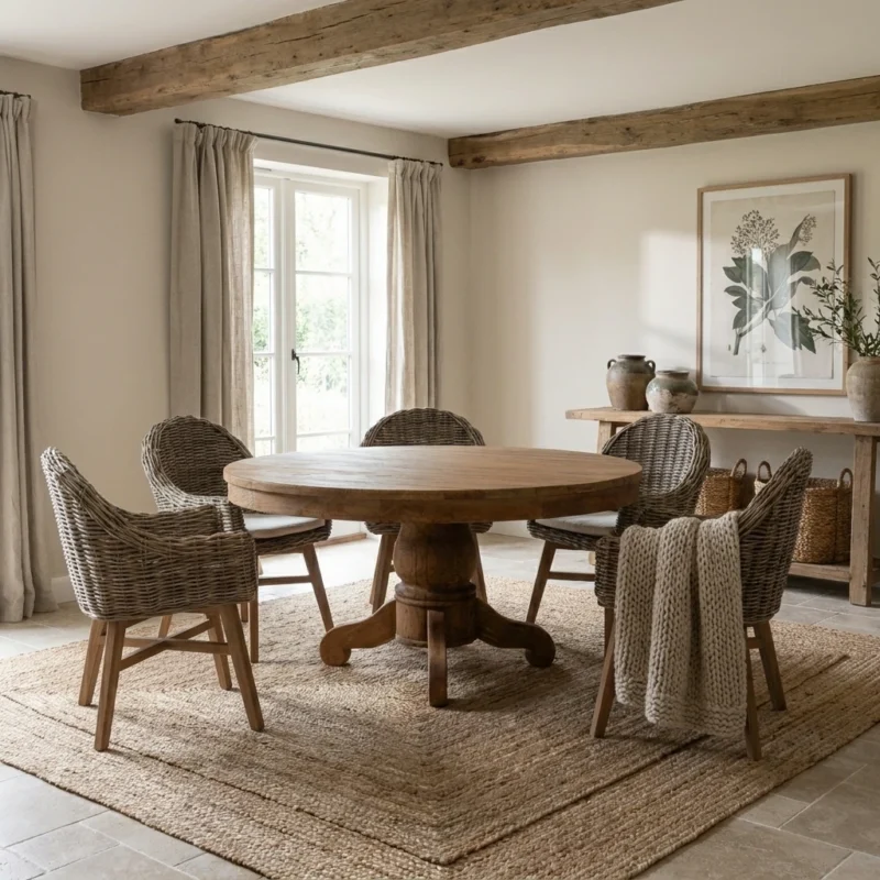 Country 6 Seater Dining Set with Scandi Armchairs