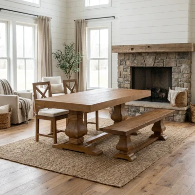 Emara 4 or 6 Seater Bench Dining Set with Etana Chairs