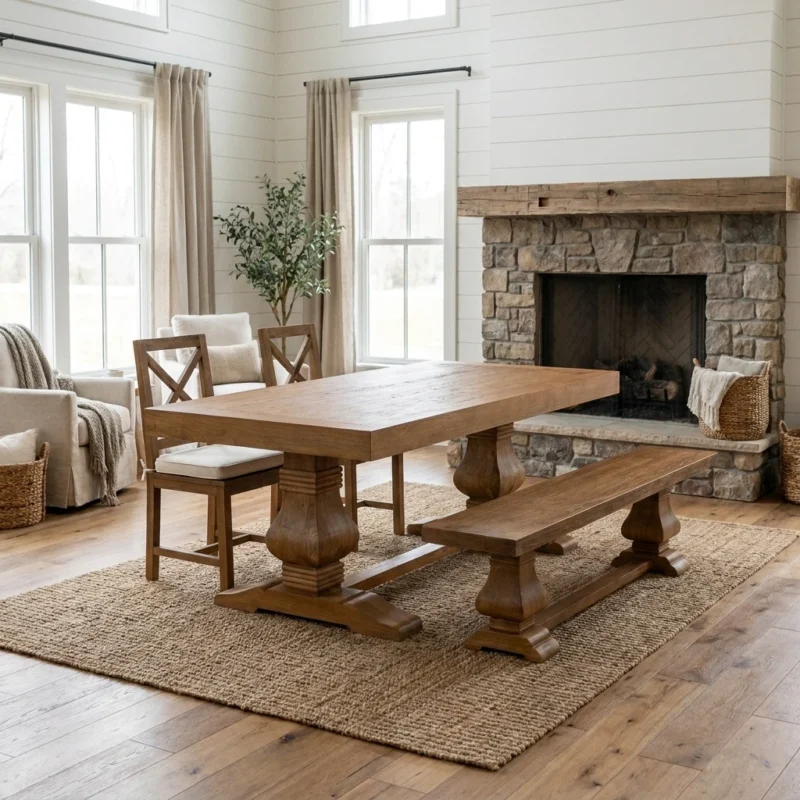 Emara 4 or 6 Seater Bench Dining Set with Etana Chairs