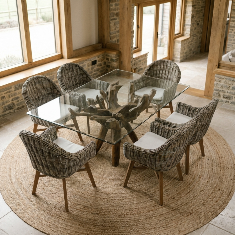 Hiloa 4 or 6 Seater Dining Set with Scandi Armchairs