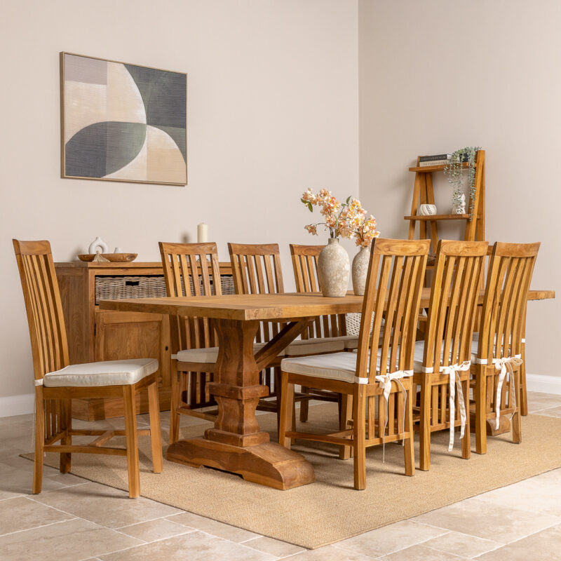 Monastery 6 or 8 Seater Dining Set with Reclaimed Teak Chairs