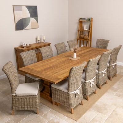 Monastery 8 or 10 Seater Dining Set with Natural Kubu Chairs