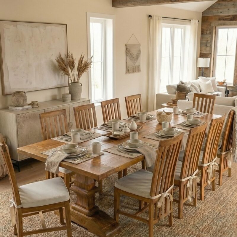 Monastery 8 or 10 Seater Dining Set with Reclaimed Teak Chairs