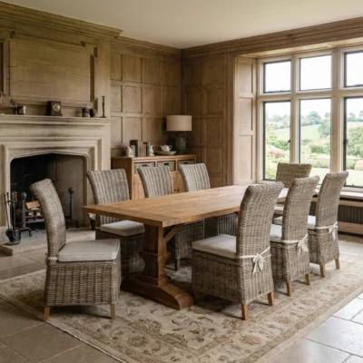 Monastery 6 or 8 Seater Dining Set with Natural Kubu Chairs