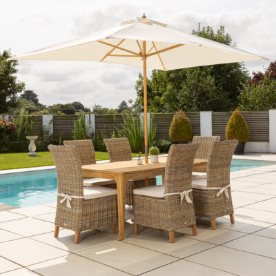 Oasis 4 or 6 Seater Dining Set with Natural Kubu Chairs