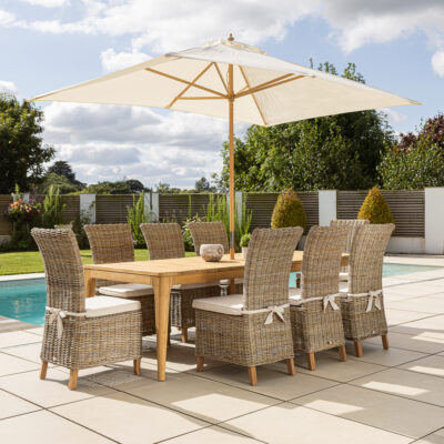 Oasis 6 or 8 Seater Dining Set with Natural Kubu Chairs