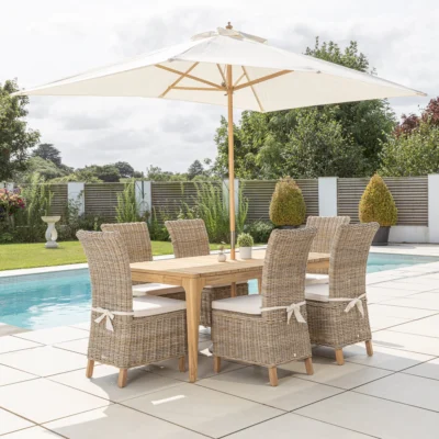 Oasis 4 or 6 Seater Dining Set with Natural Kubu Chairs