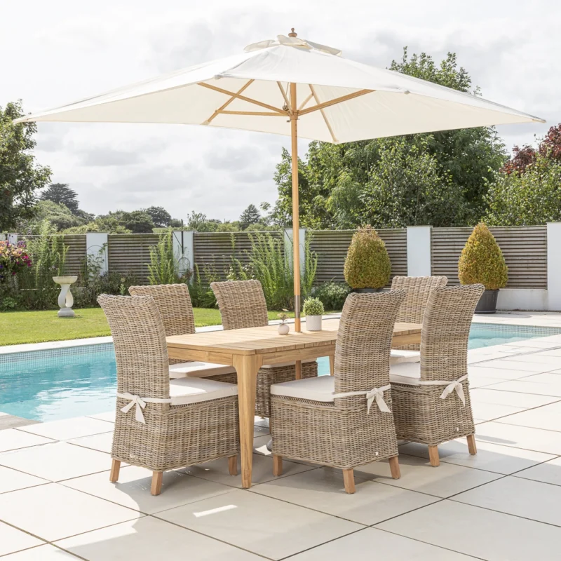 Oasis 4 or 6 Seater Dining Set with Natural Kubu Chairs