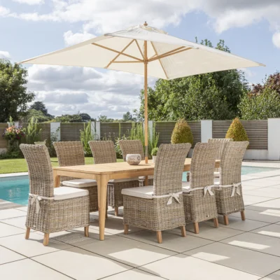Oasis 6 or 8 Seater Dining Set with Natural Kubu Chairs