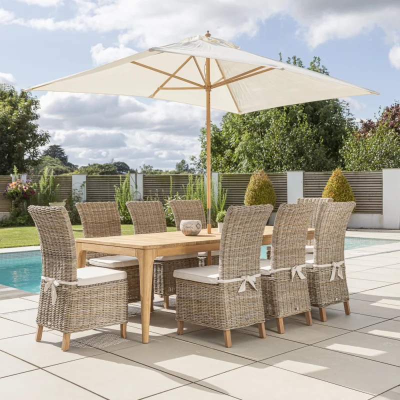 Oasis 6 or 8 Seater Dining Set with Natural Kubu Chairs