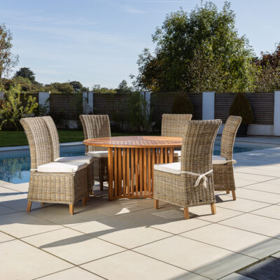 Radar 6 Seater Dining Set with Natural Kubu Chairs