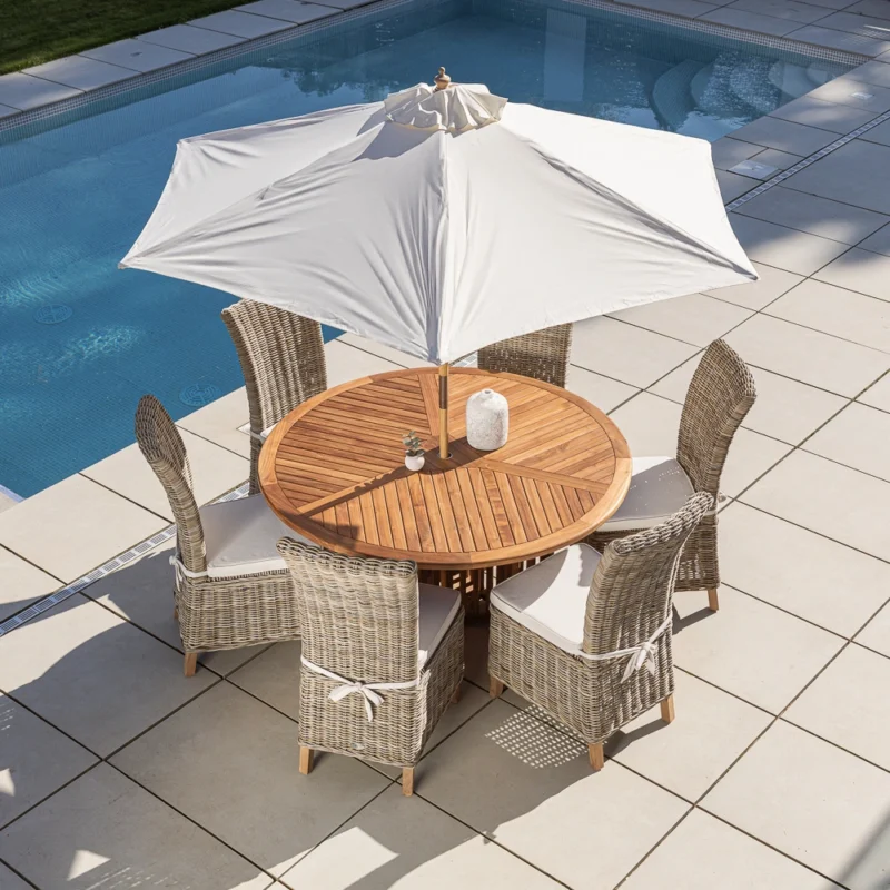 Radar 6 Seater Dining Set with Natural Kubu Chairs