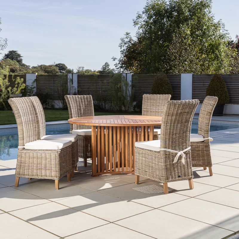 Radar 6 Seater Dining Set with Natural Kubu Chairs