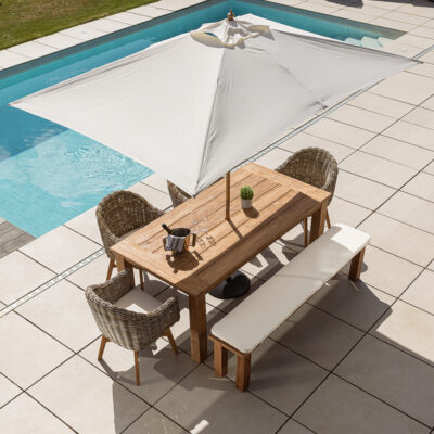 Onyx 4 or 6 Seater Bench Dining Set with Scandi Armchairs