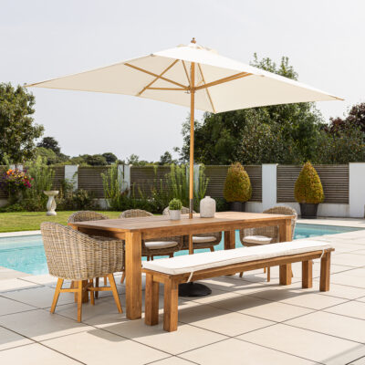 Onyx 6 or 8 Seater Bench Dining Set with Scandi Armchairs