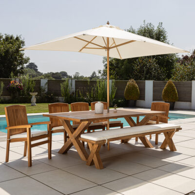 Eros 6 or 8 Seater Bench Dining Set with Marley Chairs