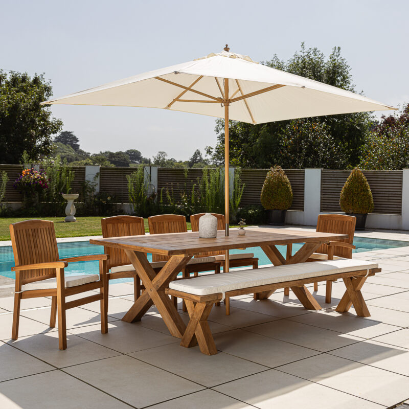 Eros 6 or 8 Seater Bench Dining Set with Marley Chairs