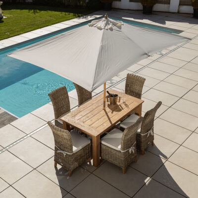 Onyx Compact 4 or 6 Seater Dining Set with Natural Kubu Chairs