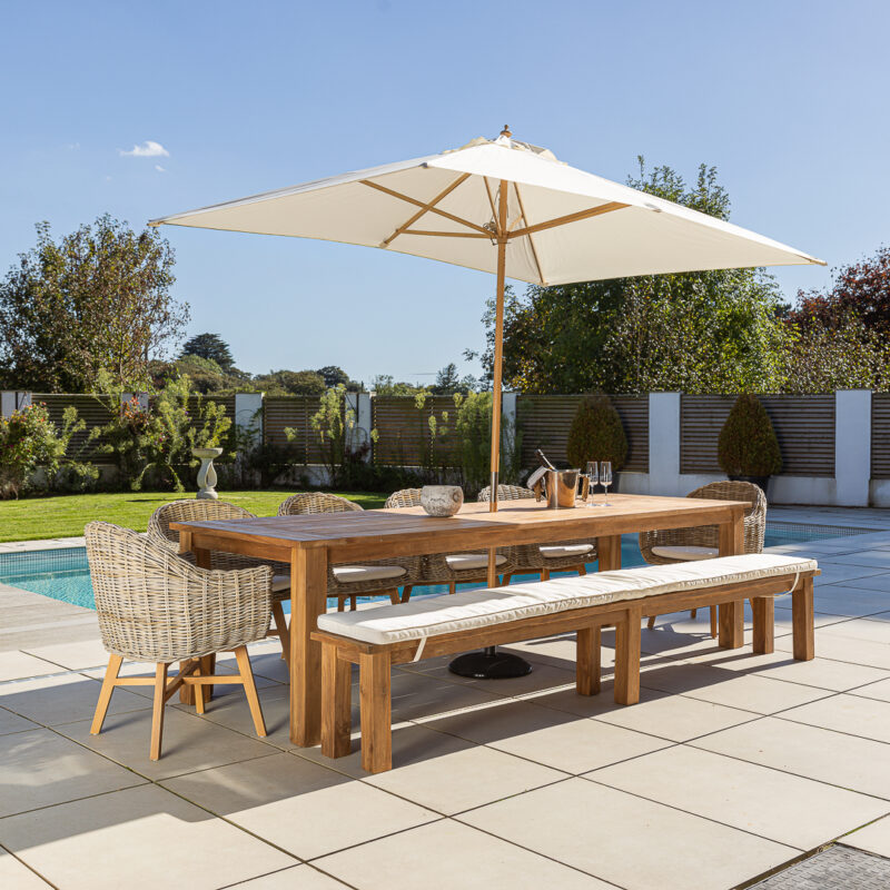 Onyx 8 or 10 Seater Bench Dining Set with Scandi Armchairs