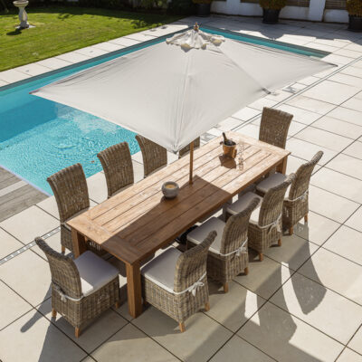 Onyx 8 or 10 Seater Dining Set with Natural Kubu Chairs
