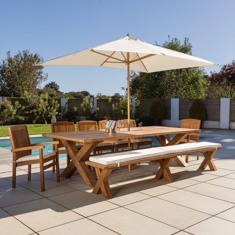 Eros 8 or 10 Seater Bench Dining Set with Marley Chairs