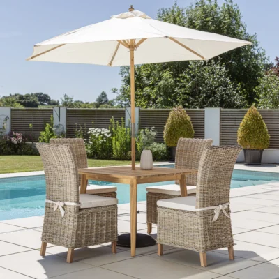 Savannah 4 Seater Dining Set with Natural Kubu Chairs