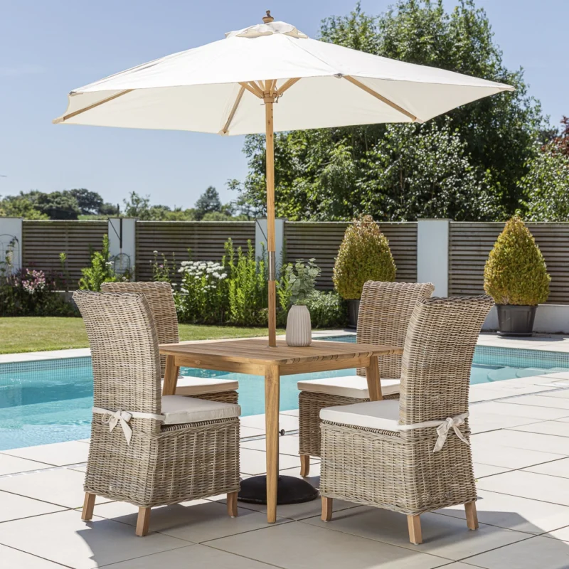 Savannah 4 Seater Dining Set with Natural Kubu Chairs
