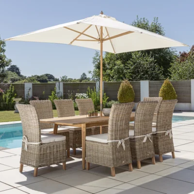 Savannah 6-8 Seater Extending Dining Set with Natural Kubu Chairs