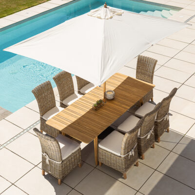 Savannah 6-8 Seater Extending Dining Set with Natural Kubu Chairs