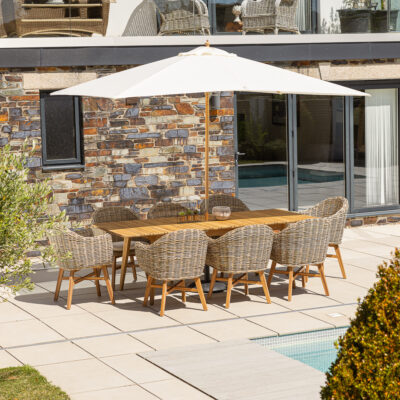 Savannah 6-8 Seater Extending Dining Set with Scandi Armchairs