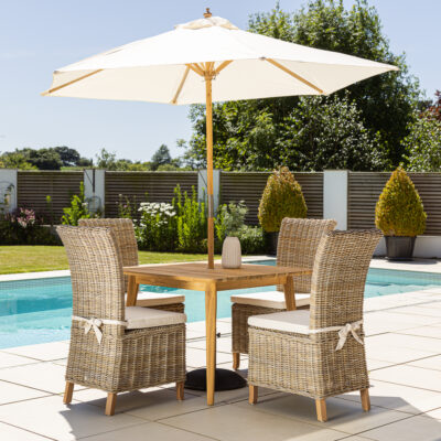 Savannah 4 Seater Dining Set with Natural Kubu Chairs