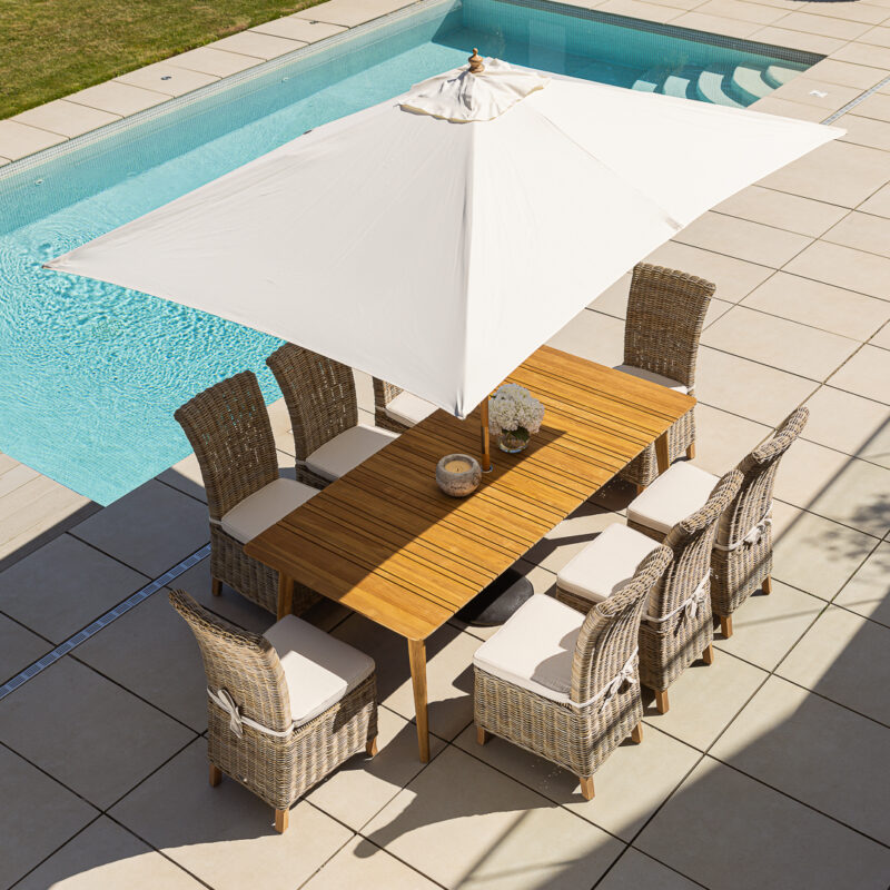 Savannah 6 or 8 Seater Dining Set with Natural Kubu Chairs