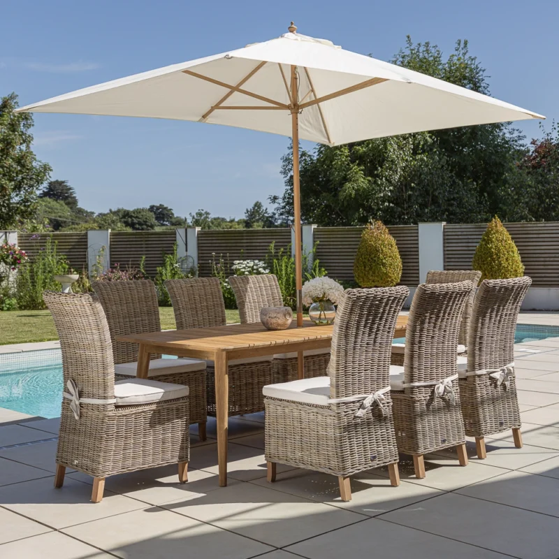 Savannah 6 or 8 Seater Dining Set with Natural Kubu Chairs