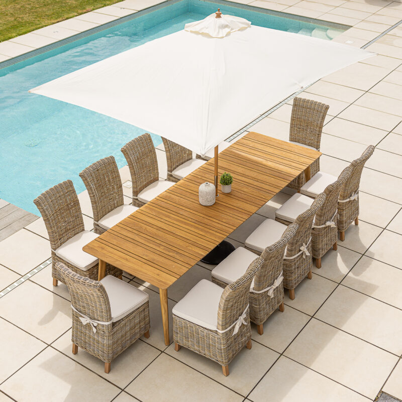 Savannah 10 or 12 Seater Dining Set with Natural Kubu Chairs