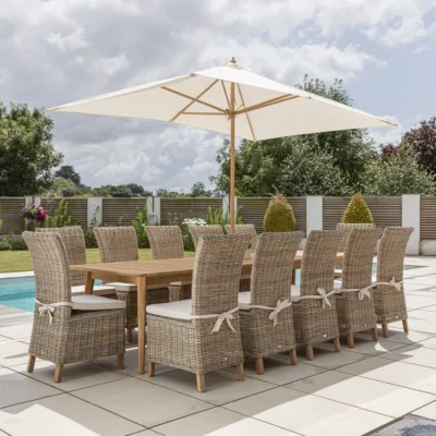 Savannah 10 or 12 Seater Dining Set with Natural Kubu Chairs
