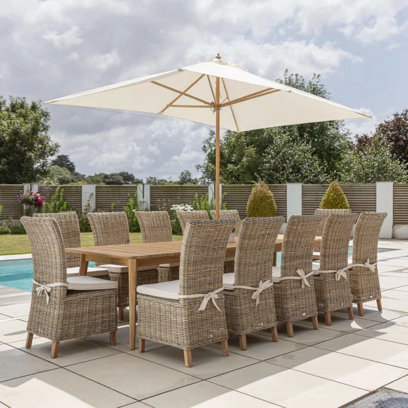 Savannah 10 or 12 Seater Dining Set with Natural Kubu Chairs