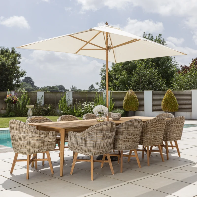 Savannah 10 or 12 Seater Dining Set with Scandi Armchairs