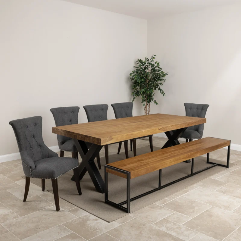 Urban Fusion 6 or 8 Seater Bench Dining Set with Windsor Chairs