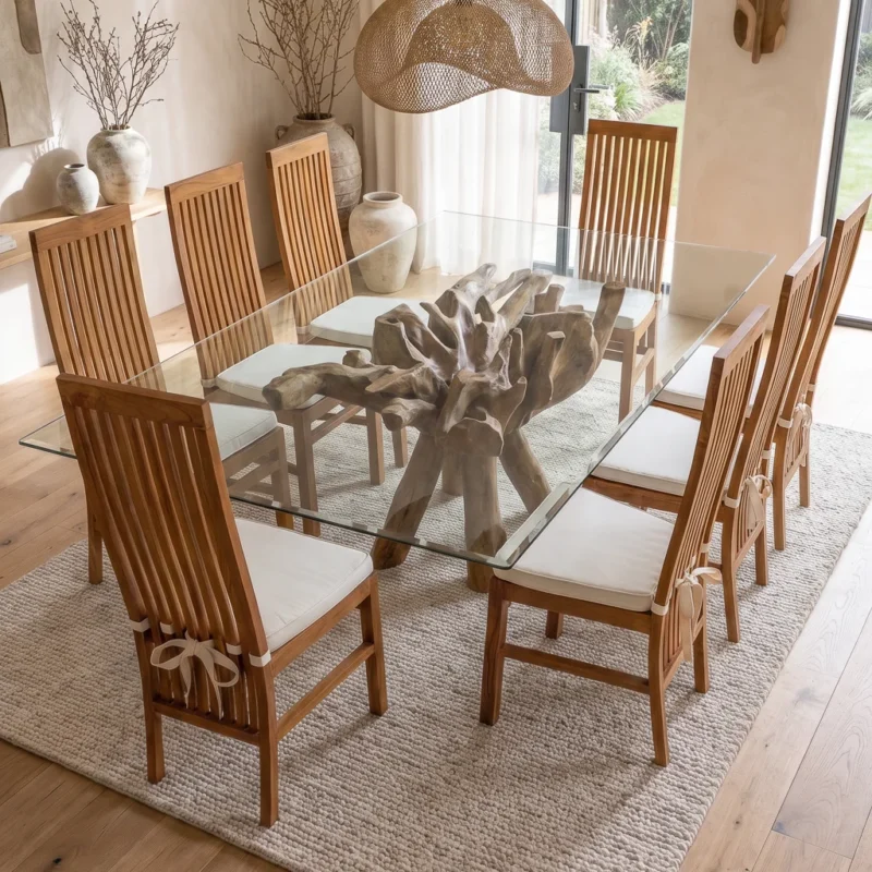 Hiloa 6 or 8 Seater Dining Set with Reclaimed Teak Chairs