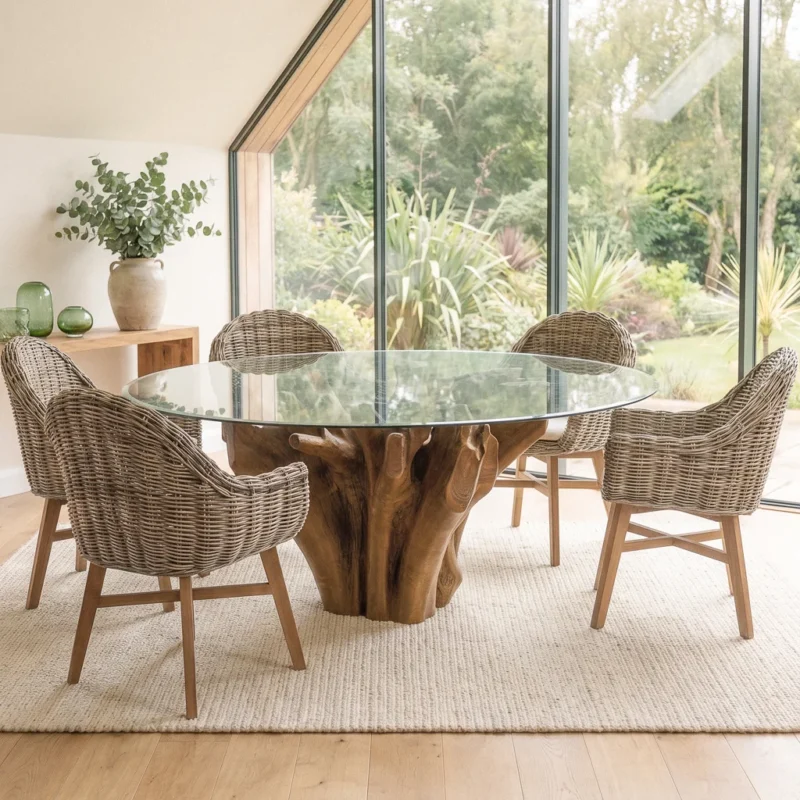 Hara 6 Seater Dining Set with Scandi Armchairs