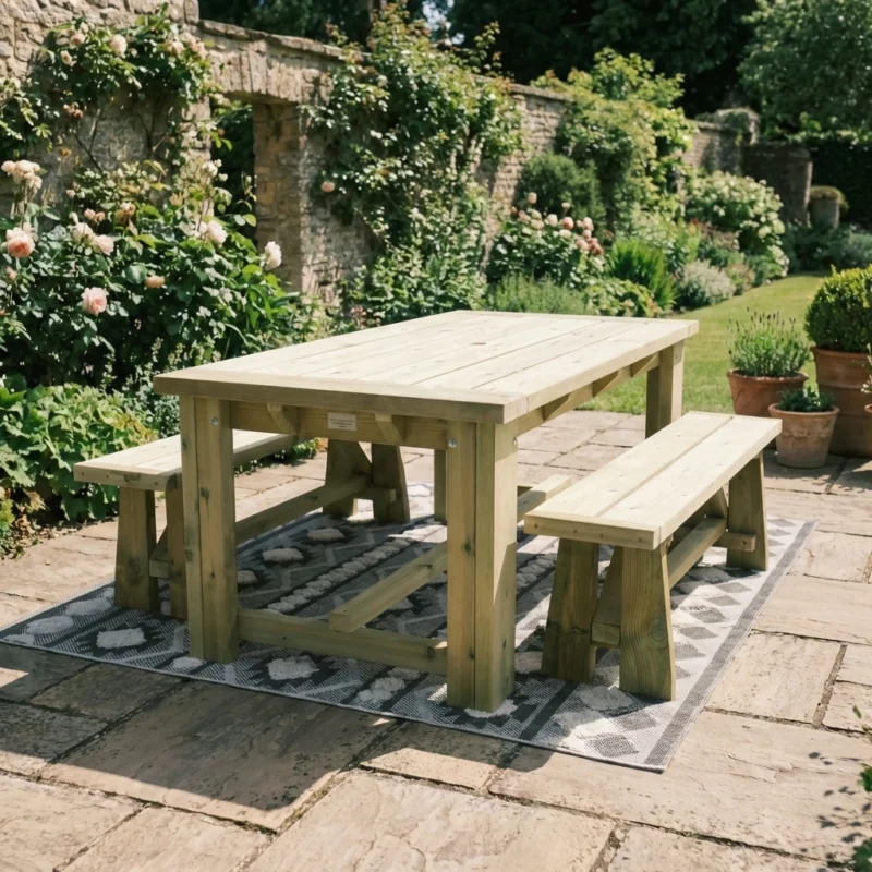 Fowey 12 Seater Bench Dining Set