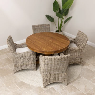 Country 4 Seater Dining Set with Natural Kubu Chairs